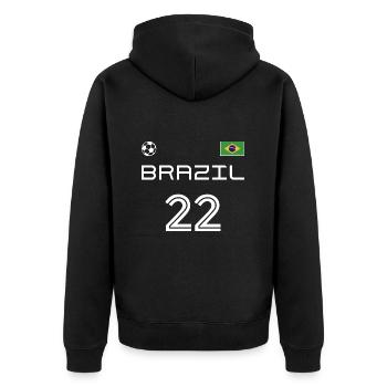 Brasil 2022 Brazil Jersey Football Fan - Unisex Premium Organic Zip Hoodie - black - Back - Nico (187cm)