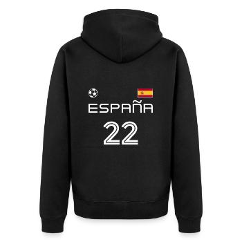 Espãna 2022 Spanien Trikot Fussball Fan - Unisex Premium Bio Zip Hoodie - Schwarz - Hinten - Nico (187cm)
