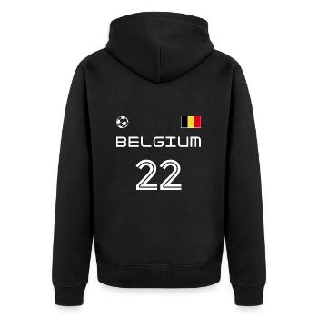 Belgique 2022 Belgien Trikot Fussball Fan - Unisex Premium Bio Zip Hoodie - Schwarz - Hinten - Nico (187cm)