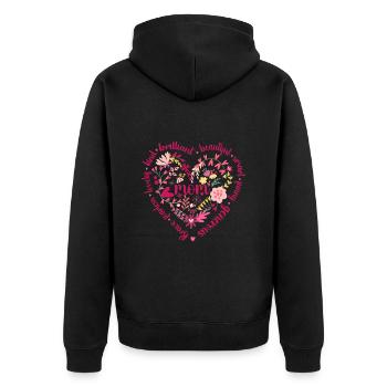 Flower For Mom Floral Mama Tees Happy Mother's Day - Veste à capuche bio Premium Unisexe - noir - Dos - Nico (187cm)