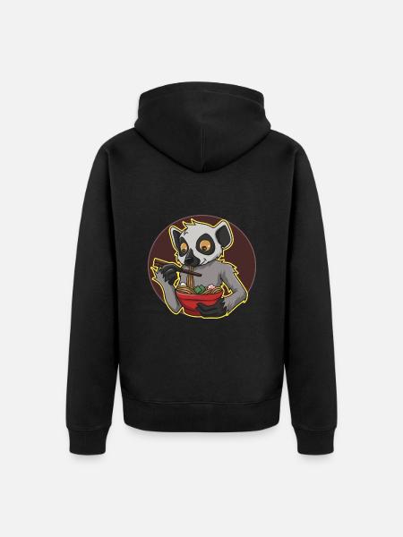 Lemur Ramen - Unisex Premium Organic Zip Hoodie - black