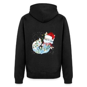 Niedliches Polarfuchs-Geschenk - Unisex Premium Bio Zip Hoodie - Schwarz - Hinten - Nico (187cm)