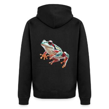 Frosch - Unisex Premium Bio Zip Hoodie - Schwarz - Hinten - Nico (187cm)