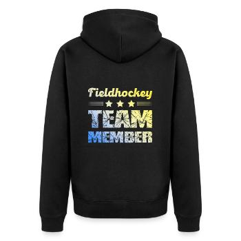 Fieldhockey Team - Unisex Premium Bio Zip Hoodie - Schwarz - Hinten - Nico (187cm)