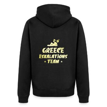 Greece Escalation - Unisex Premium Organic Zip Hoodie - black - Back - Nico (187cm)