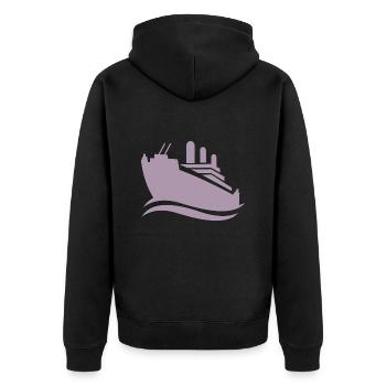 Silhouette de bateau de croisière mer minimaliste - Veste à capuche bio Premium Unisexe - noir - Dos - Nico (187cm)