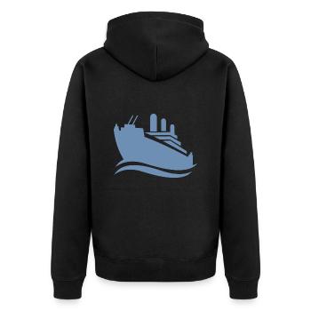 Silhouette de bateau de croisière mer minimaliste - Veste à capuche bio Premium Unisexe - noir - Dos - Nico (187cm)