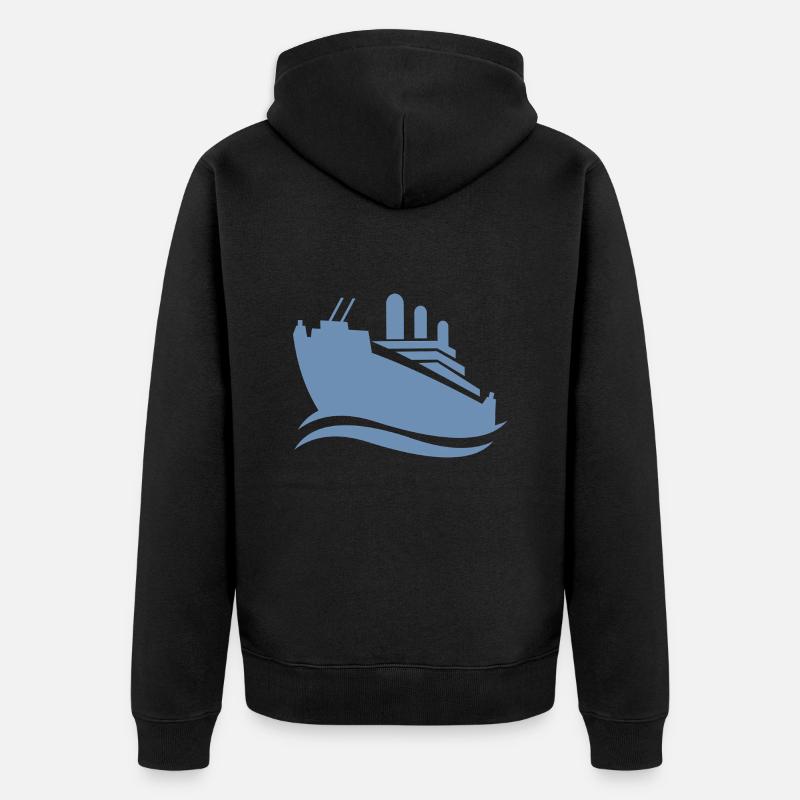 Silhouette de bateau de croisière mer minimaliste - Veste à capuche bio Premium Unisexe - noir