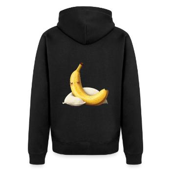 Banane - Unisex Premium Bio Zip Hoodie - Schwarz - Hinten - Nico (187cm)