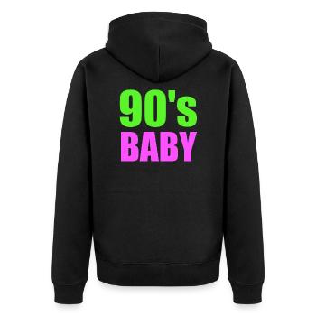 90's baby 90er Jahre 1990 Kindheit Geschenk Musik - Unisex Premium Bio Zip Hoodie - Schwarz - Hinten - Nico (187cm)