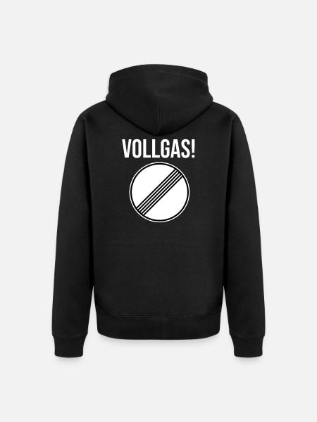 Vollgas Schild unbegrenzt Autobahn Geschenk Raser - Unisex Premium Bio Zip Hoodie - Schwarz