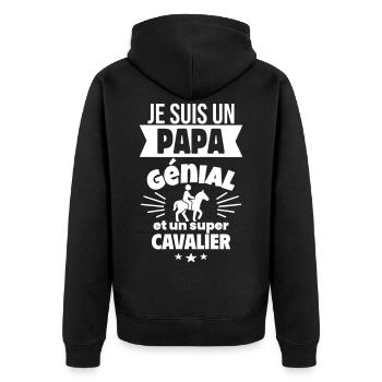 Papa génial & cavalier – idée fête des pères - Veste à capuche bio Premium Unisexe - noir - Dos - Nico (187cm)