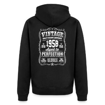 1958 Vintage 60th Birthday gift 60 years old - Unisex Premium Organic Zip Hoodie - black - Back - Nico (187cm)