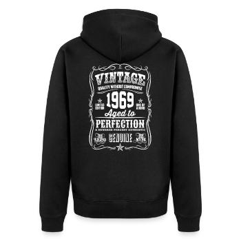 1969 Vintage 49th Birthday gift 49 years old - Unisex Premium Organic Zip Hoodie - black - Back - Nico (187cm)