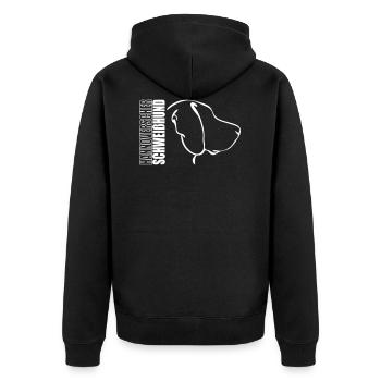 HANNOVERSCHER SCHWEIßHUND PROFIL - Unisex Premium Bio Zip Hoodie - Schwarz - Hinten - Nico (187cm)