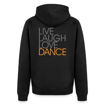 Live Laugh Love Dance - Unisex Premium Bio Zip Hoodie - Schwarz - Hinten - Nico (187cm)