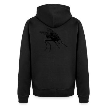 Fliege - Unisex Premium Bio Zip Hoodie - Schwarz - Hinten - Nico (187cm)