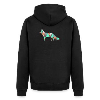 Fuchs ausgemalt - Unisex Premium Bio Zip Hoodie - Schwarz - Hinten - Nico (187cm)