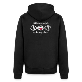 love my dna dns land country Poland polska poland - Unisex Premium Bio Zip Hoodie - Schwarz - Hinten - Nico (187cm)