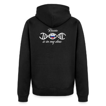 love my dna dns land country Russia - Unisex Premium Bio Zip Hoodie - Schwarz - Hinten - Nico (187cm)