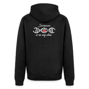 love my dna dns land country Suriname - Unisex Premium Bio Zip Hoodie - Schwarz - Hinten - Nico (187cm)