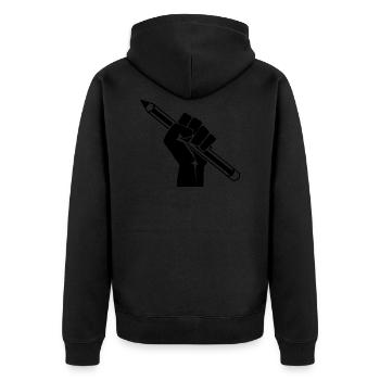 Revolution - Unisex Premium Bio Zip Hoodie - Schwarz - Hinten - Nico (187cm)