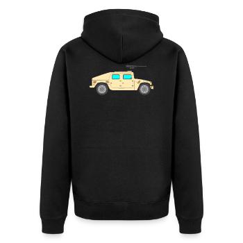 Militär Fahrzeug - Unisex Premium Bio Zip Hoodie - Schwarz - Hinten - Nico (187cm)