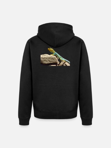 gecko lizard real lizard - Unisex Premium Organic Zip Hoodie - black