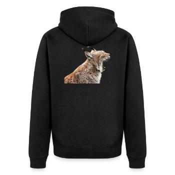 linx luchs cat katze - Unisex Premium Bio Zip Hoodie - Schwarz - Hinten - Nico (187cm)