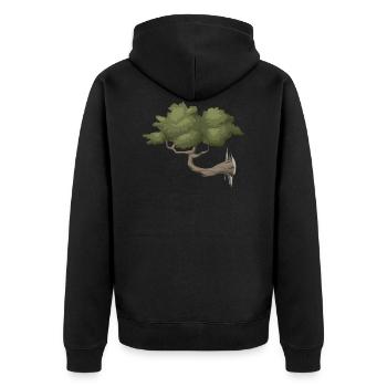 Baum - Unisex Premium Bio Zip Hoodie - Schwarz - Hinten - Nico (187cm)