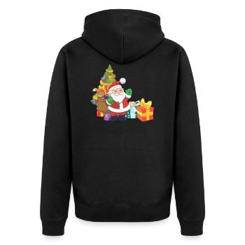 Weihnachtsmann mit Geschenke - Unisex Premium Bio Zip Hoodie - Schwarz - Hinten - Nico (187cm)