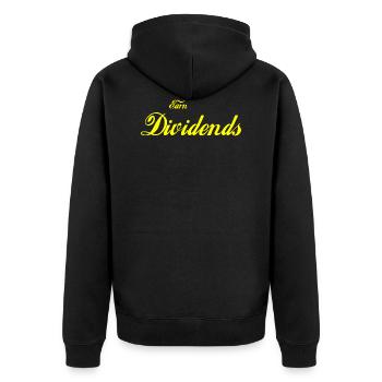 Earn Dividends (yellow) - Unisex Premium Organic Zip Hoodie - black - Back - Nico (187cm)