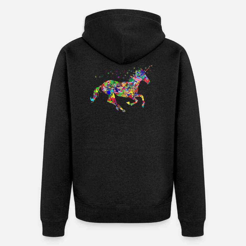 Licorne en couleur - Veste à capuche bio Premium Unisexe - noir