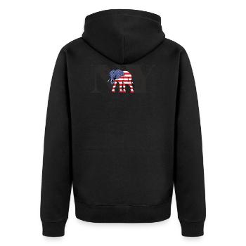 NY-ELEPHANT - Unisex Premium Bio Zip Hoodie - Schwarz - Hinten - Nico (187cm)