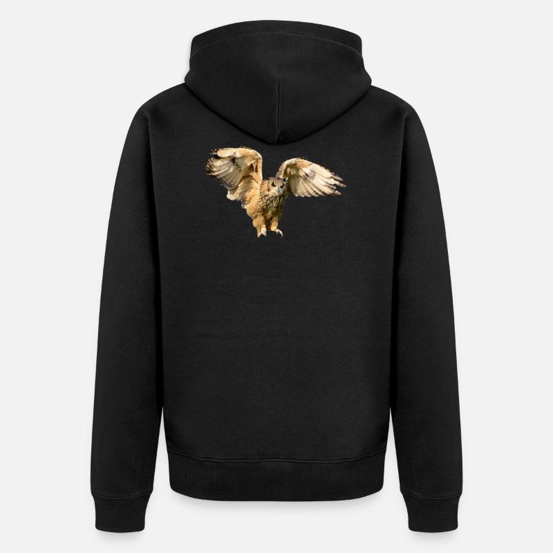 owl eule uhu kautz kaeutzchen animals - Unisex Premium Bio Zip Hoodie - Schwarz