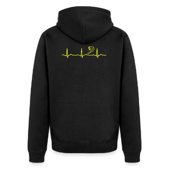 GESCHENK - EKG HERZLINIE COBRA SCHLANGE yellow - Unisex Premium Bio Zip Hoodie - Schwarz - Hinten - Nico (187cm)
