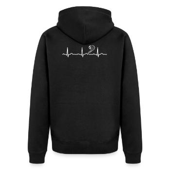 GESCHENK - EKG HERZLINIE COBRA SCHLANGE Whithe - Unisex Premium Bio Zip Hoodie - Schwarz - Hinten - Nico (187cm)