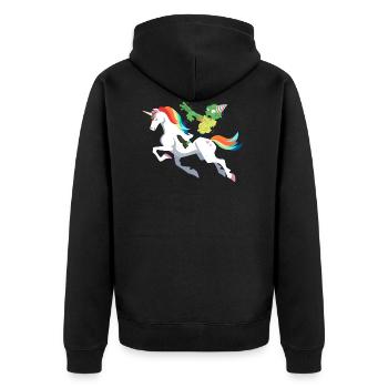 Happy Halloween Einhorn Zombie lustig Geschenk - Unisex Premium Bio Zip Hoodie - Schwarz - Hinten - Nico (187cm)