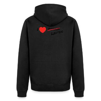 Leipzig / Dresden / Sachsen / Berlin / Geschenk - Unisex Premium Bio Zip Hoodie - Schwarz - Hinten - Nico (187cm)