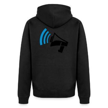 Megaphon Geschenk - Unisex Premium Bio Zip Hoodie - Schwarz - Hinten - Nico (187cm)