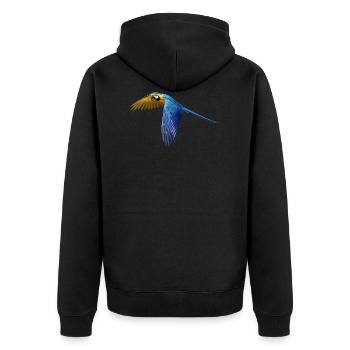 parrot papagei bird vogel2 - Unisex Premium Bio Zip Hoodie - Schwarz - Hinten - Nico (187cm)