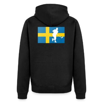 floorball - Unisex Premium Bio Zip Hoodie - Schwarz - Hinten - Nico (187cm)
