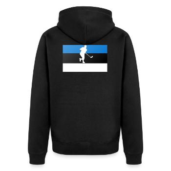 floorball - Unisex Premium Bio Zip Hoodie - Schwarz - Hinten - Nico (187cm)