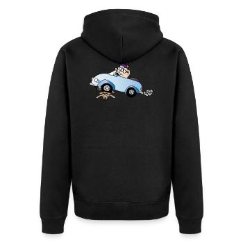 Vorsicht Rentner | Oma | Opa | Rente | | Senioren - Unisex Premium Bio Zip Hoodie - Schwarz - Hinten - Nico (187cm)