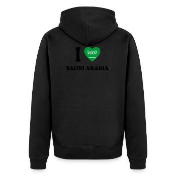 i love home land geschenk SAUDI ARABIA - Unisex Premium Bio Zip Hoodie - Schwarz - Hinten - Nico (187cm)