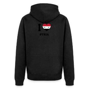 i love home land geschenk SYRIA - Unisex Premium Bio Zip Hoodie - Schwarz - Hinten - Nico (187cm)