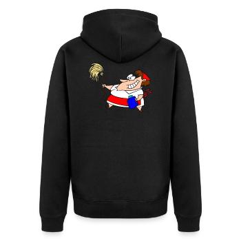 Putzfrau - Unisex Premium Bio Zip Hoodie - Schwarz - Hinten - Nico (187cm)