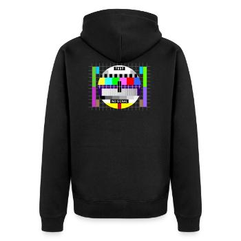Testbild test card status no signal screen Display - Unisex Premium Bio Zip Hoodie - Schwarz - Hinten - Nico (187cm)
