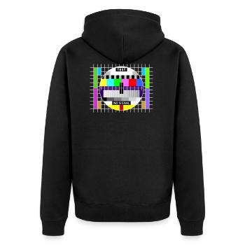 Testbild test card status no signal screen Display - Unisex Premium Bio Zip Hoodie - Schwarz - Hinten - Nico (187cm)