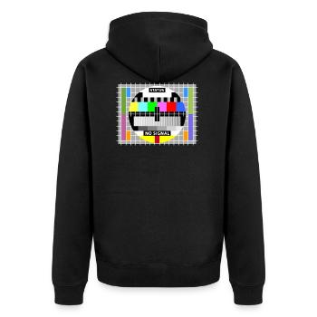 Testbild test card status no signal screen Display - Unisex Premium Bio Zip Hoodie - Schwarz - Hinten - Nico (187cm)